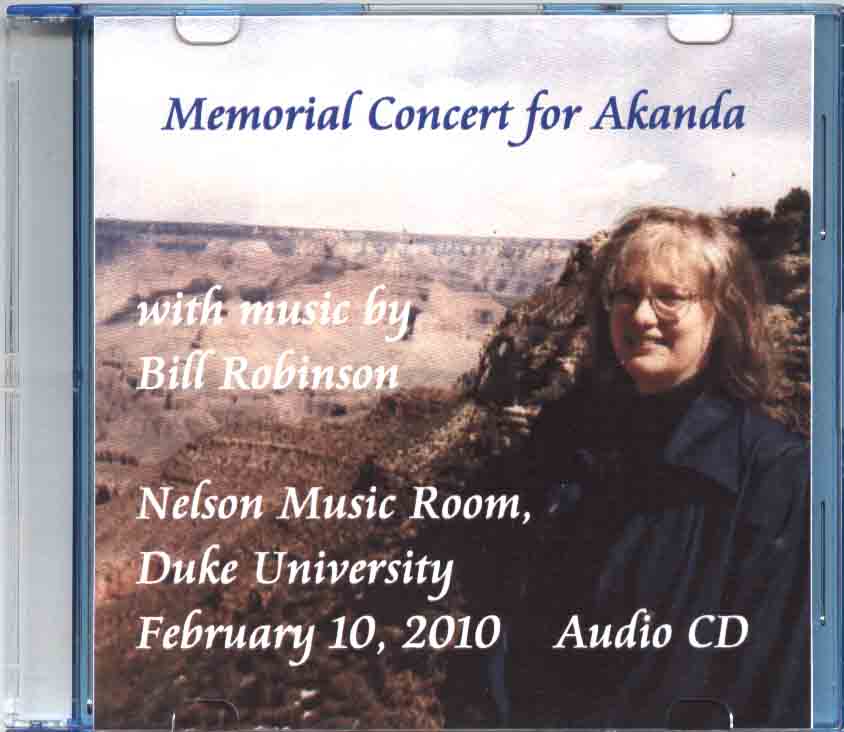 Memorial Concert for Akanda, with music by Bill Robinson